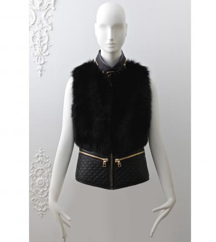 フェラガモ フォックス ファー レザー ベスト