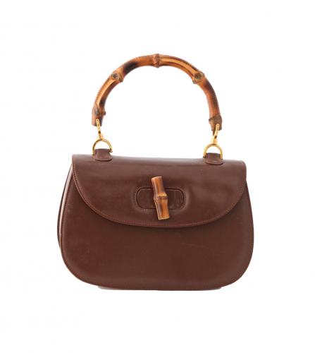 グッチ ブラウン バンブー トップハンドルバッグ