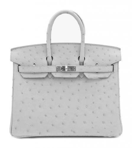 エルメス　バーキン　25　オーストリッチ　パールグレー
