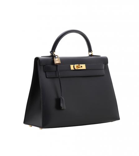 エルメス ブラック ケリー32 ボックスカーフ バッグ