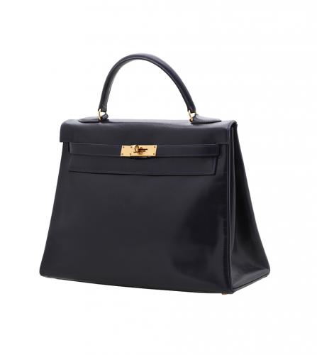 エルメス ネイビー ケリー32 ボックスカーフ バッグ