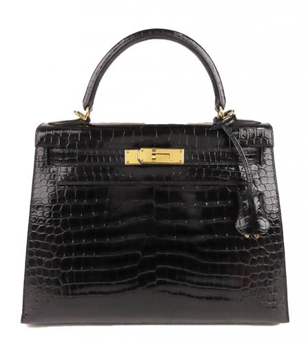 エルメス　ケリー　28　クロコダイル　ブラック