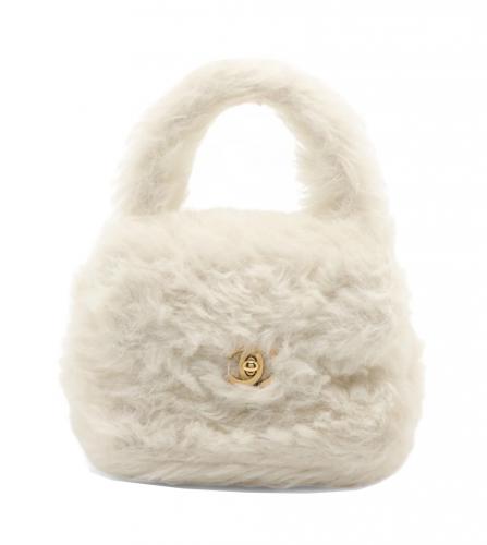 シャネル ハンド  バッグ　ホワイト　ファー
