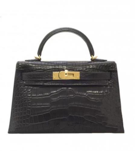 エルメス　ケリー　ミニ　ドゥ　アリゲーターマット　ブラック