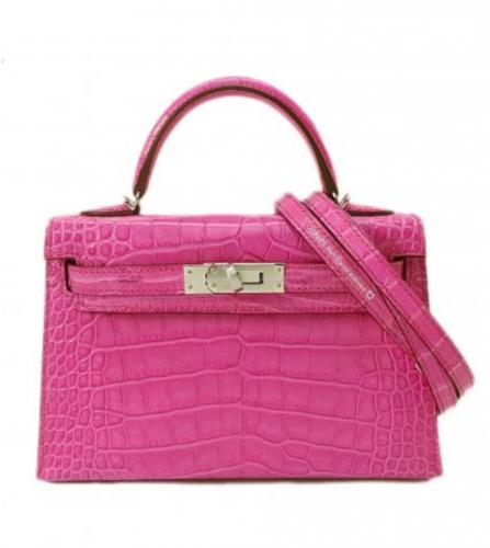 エルメス　ケリー　ミニ　ドゥ　アリゲーターマット　ローズショッキング
