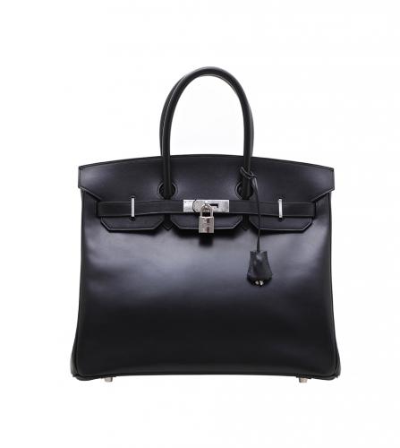 エルメス ブラック オータクロア32 ボックスカーフ バッグ